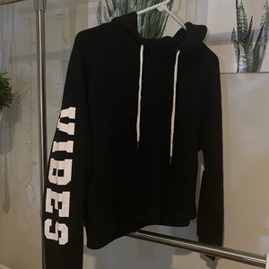 Black Cropped Active Hoodie